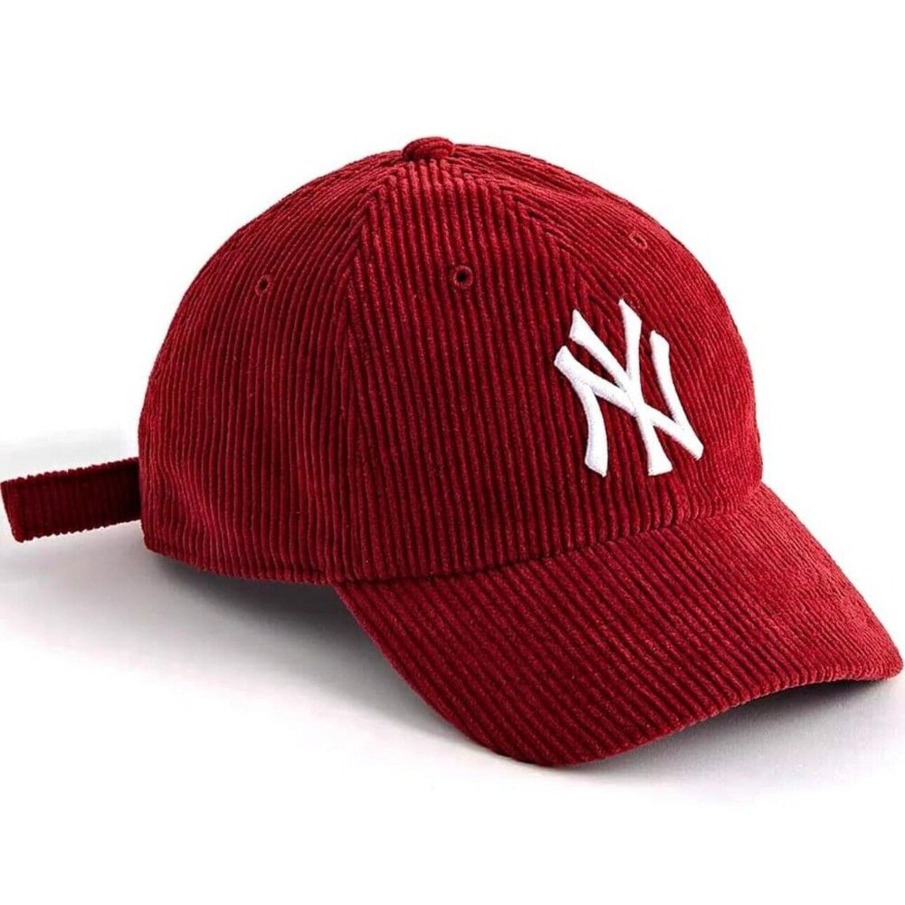 New York Yankees Hat Adjustable 47 Brand Red Cap Corduroy MLB Strapback NWT